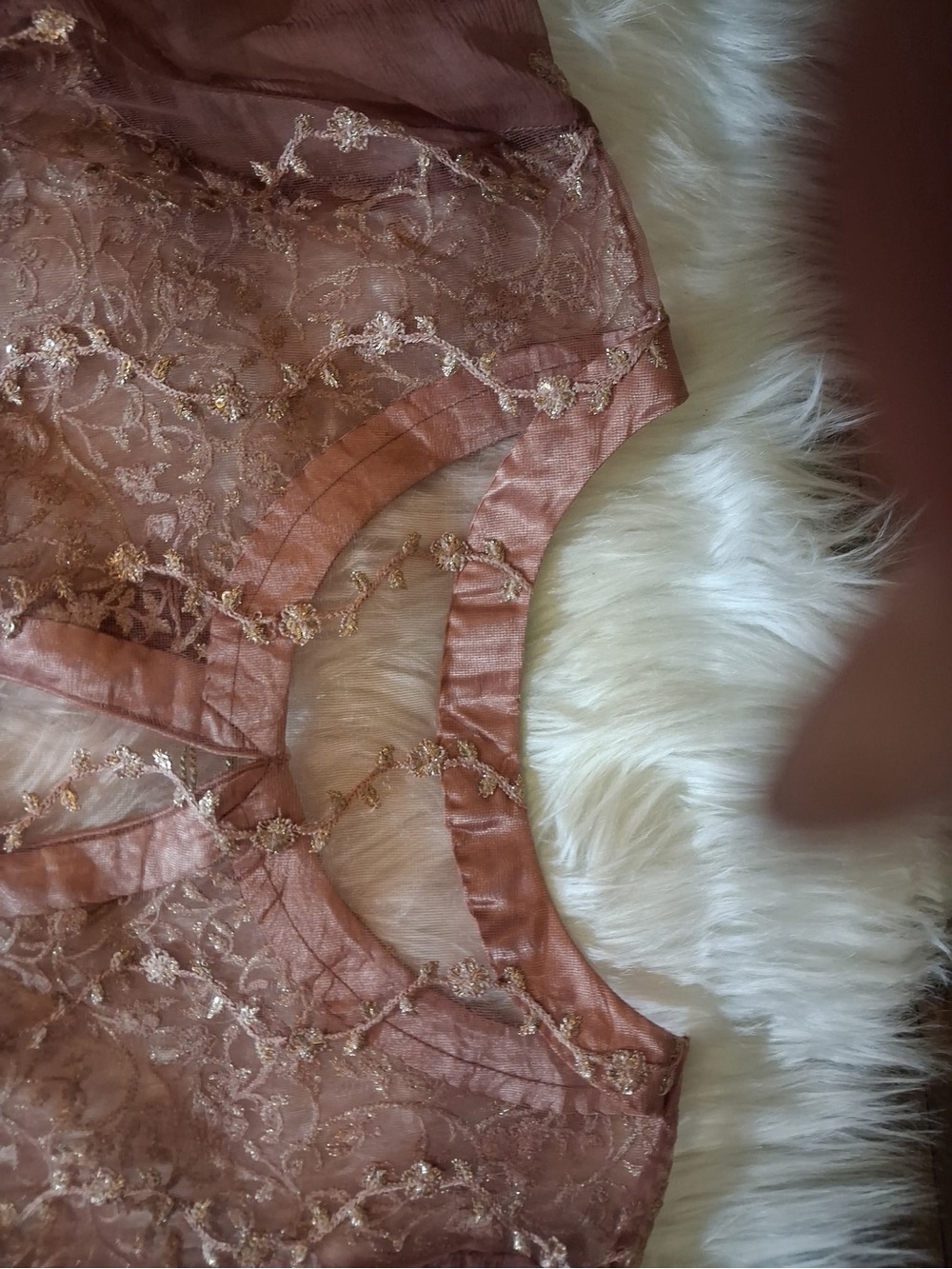 Embellished Mauve Lace Overlay Dress - Picture 6 of 10